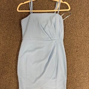 NWT She & Sky PLEATED Baby Blue BODYCON TUBE DRESS